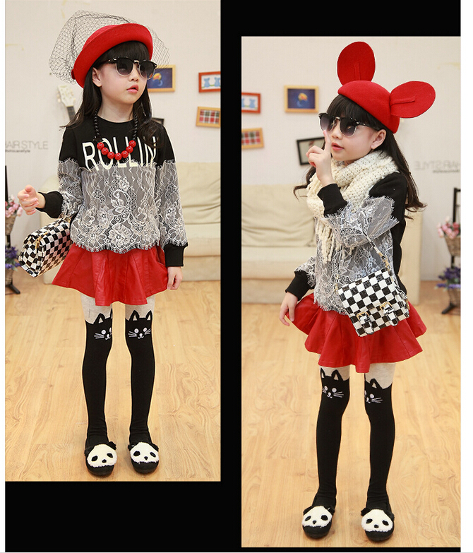 children-cat-rabbit-splicing-cotton-leggings-wholesale
