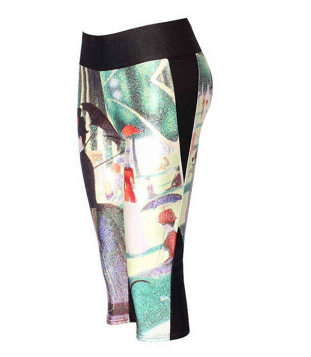 Digital-printing-black-white-candy-tall-waist-seven-female-trousers