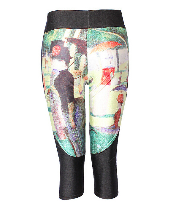 Digital-printing-black-white-candy-tall-waist-seven-female-trousers