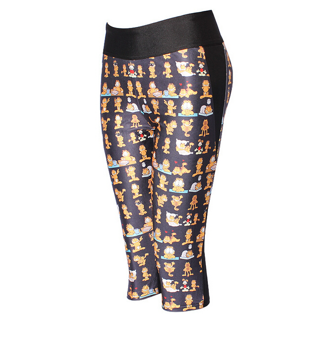 Digital-printing-black-white-candy-tall-waist-seven-female-trousers