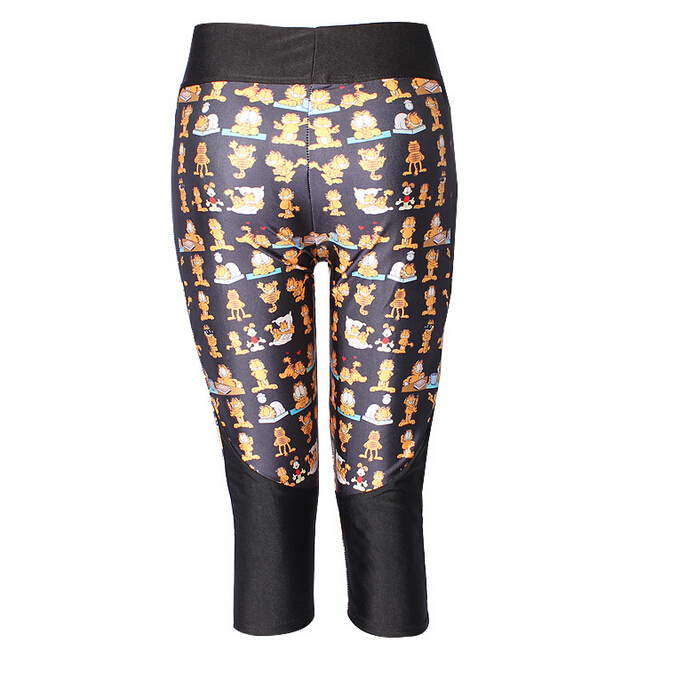 Digital-printing-black-white-candy-tall-waist-seven-female-trousers