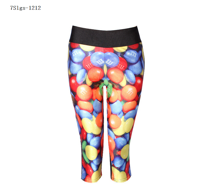 Digital-printing-black-white-candy-tall-waist-seven-female-trousers