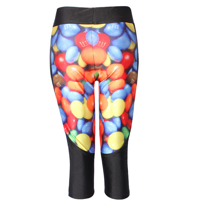 Digital-printing-black-white-candy-tall-waist-seven-female-trousers