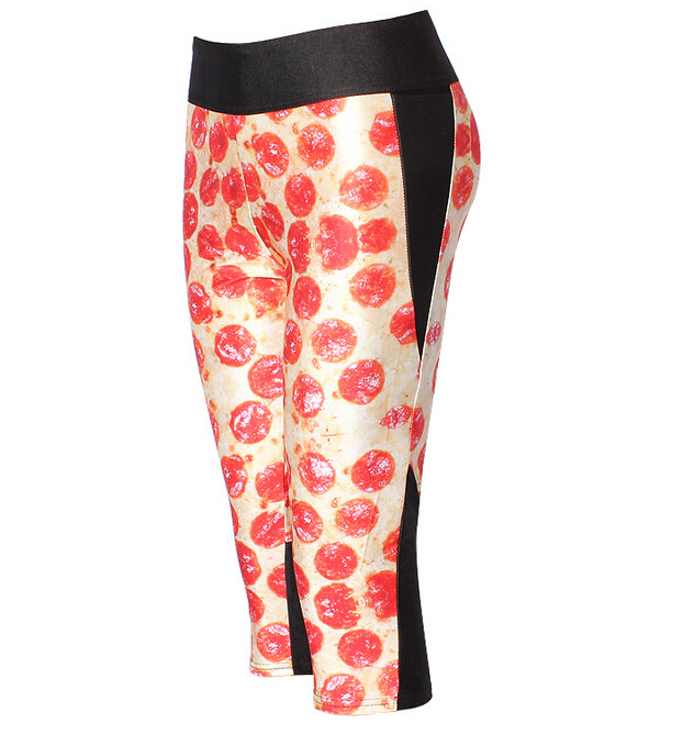 Digital-printing-black-white-candy-tall-waist-seven-female-trousers