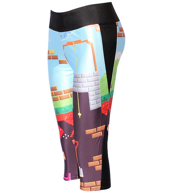 Digital-printing-black-white-candy-tall-waist-seven-female-trousers