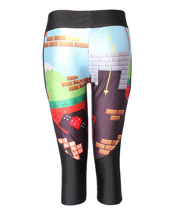 Digital-printing-black-white-candy-tall-waist-seven-female-trousers