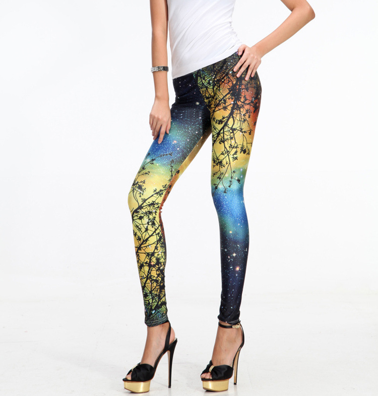 Digital-printing-green-leggings-for-women