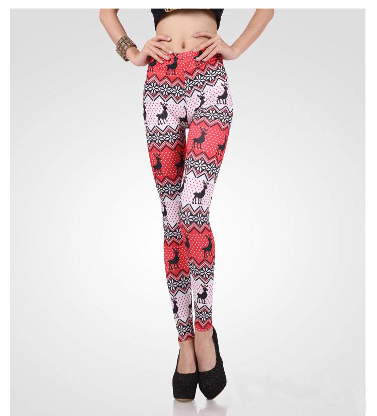 Fashion-deer-printing-hot-pink-leggings-wholesale