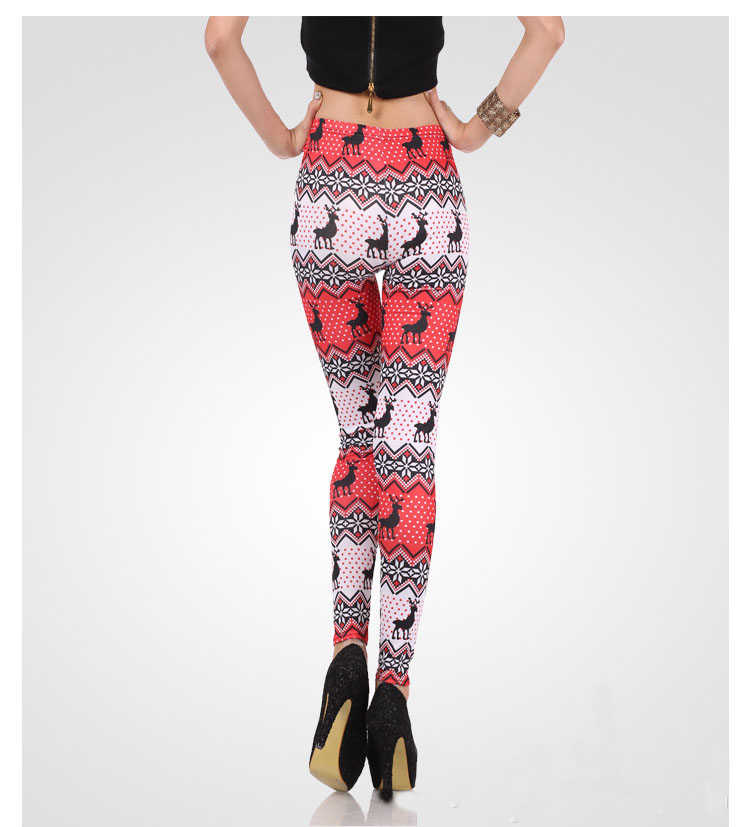 Fashion-deer-printing-hot-pink-leggings-wholesale
