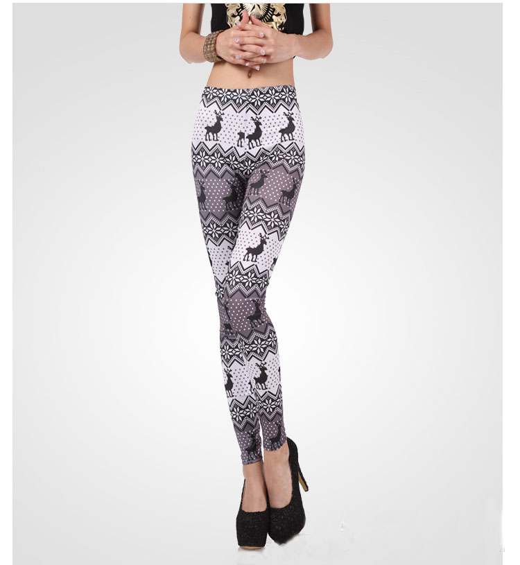 Fashion-deer-printing-hot-pink-leggings-wholesale