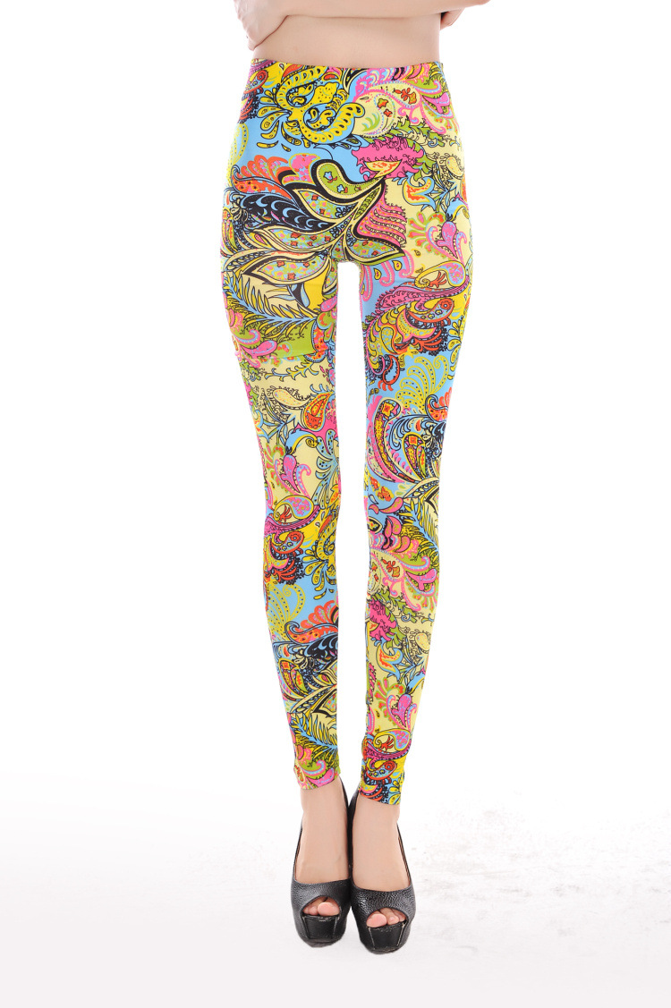 Funky-retro-paisley-print-leggings-wholesale