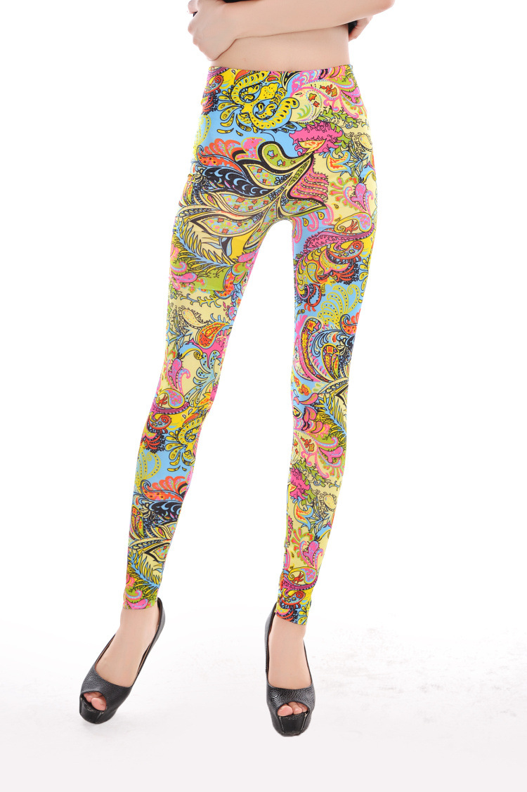 Funky-retro-paisley-print-leggings-wholesale