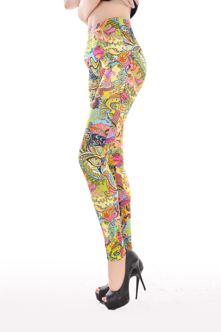 Funky-retro-paisley-print-leggings-wholesale