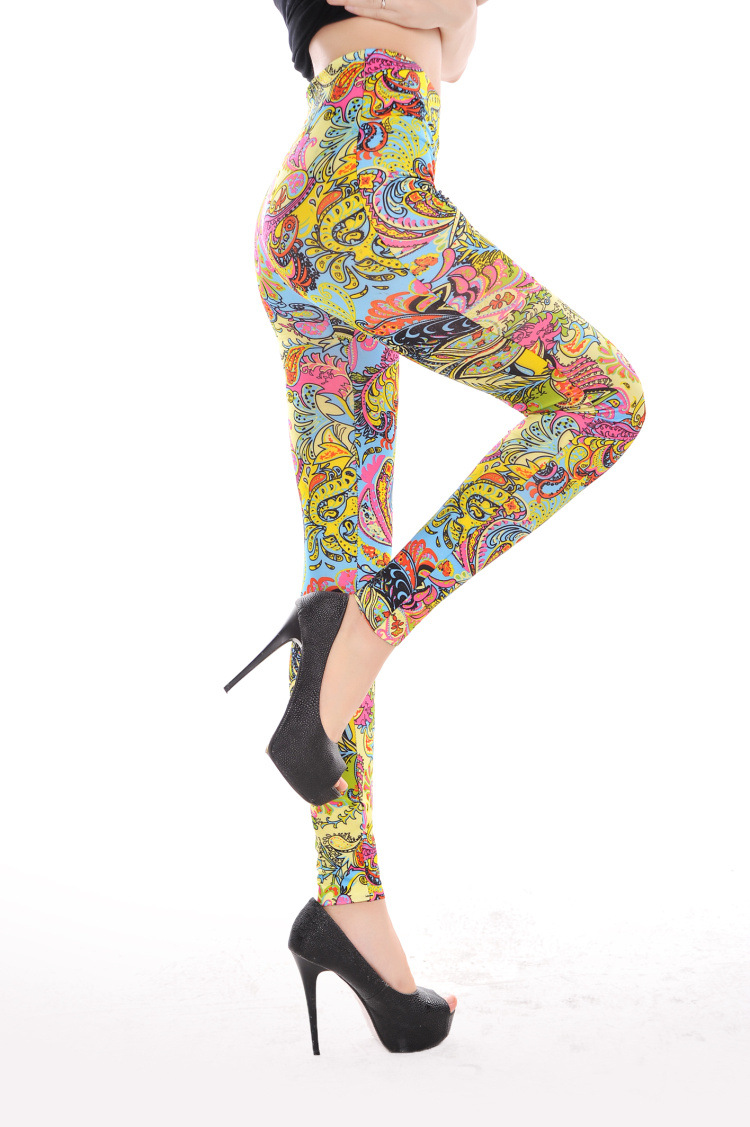 Funky-retro-paisley-print-leggings-wholesale