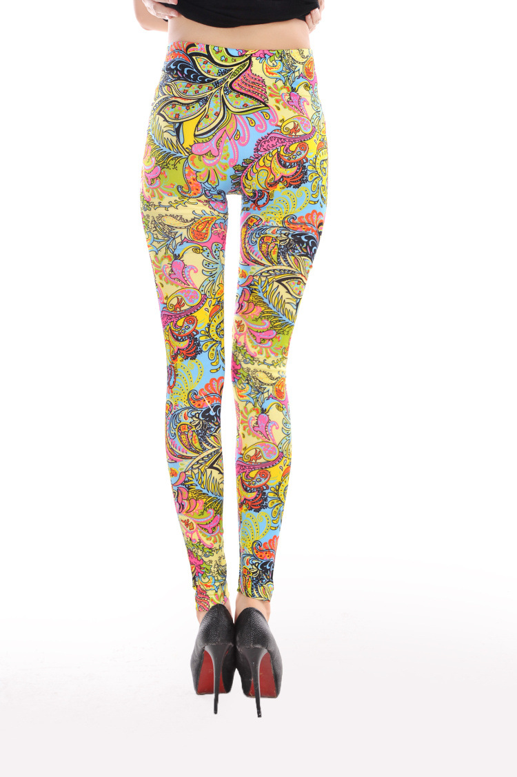 Funky-retro-paisley-print-leggings-wholesale