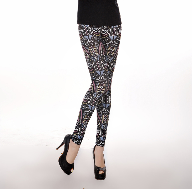 Maya-pattern-printing-spandex-leggings