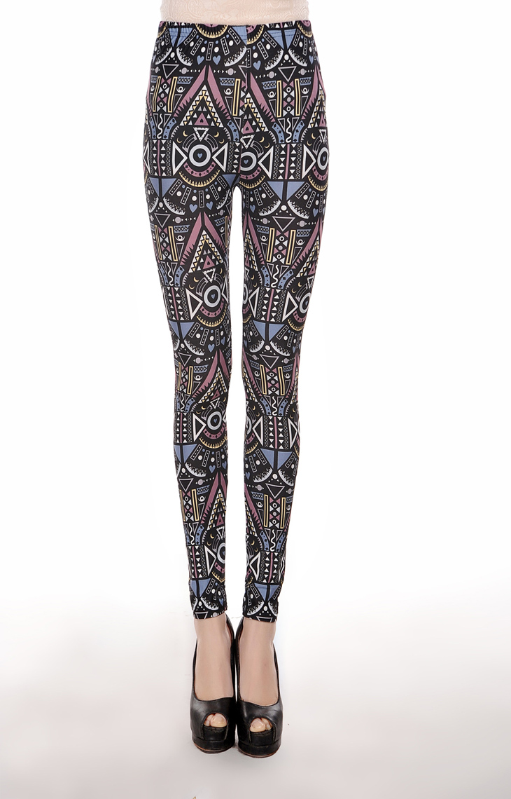 Maya-pattern-printing-spandex-leggings