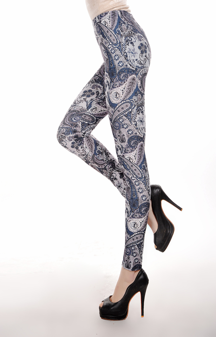 Paisley pattern printing light grey Leggings wholesale – First leggings