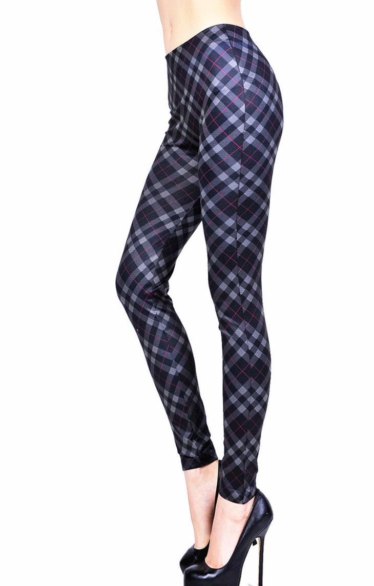 Plaid-jean-Slim-Leggings