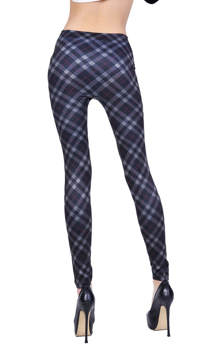 Plaid-jean-Slim-Leggings