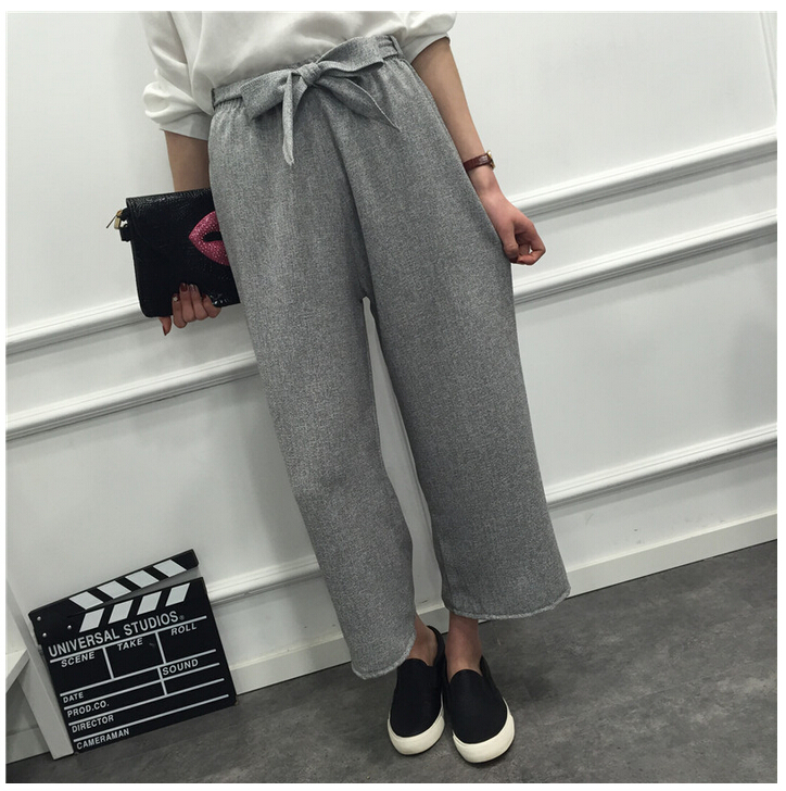 Straight-easing-of-tall-waist-wide-legged-pants-wholesale