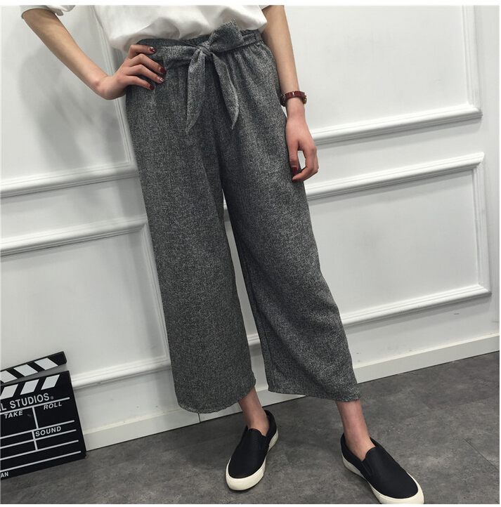 Straight-easing-of-tall-waist-wide-legged-pants-wholesale