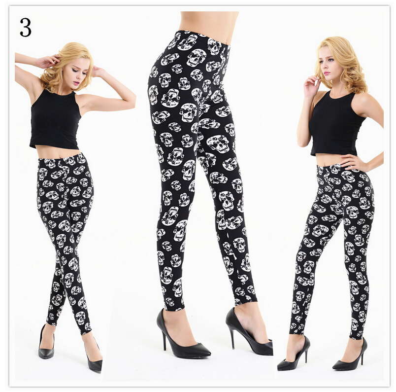 Super-soft-printed-cartoon-skulls-female-leggings-wholesale