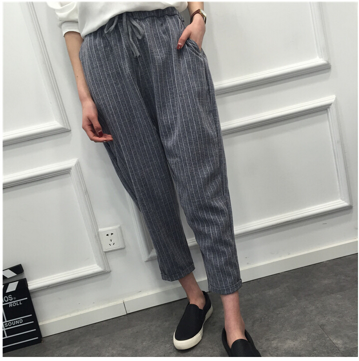 Vertical-stripes-nine-points-female-harlan-trousers-wholesale