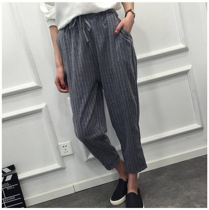 Vertical-stripes-nine-points-female-harlan-trousers-wholesale