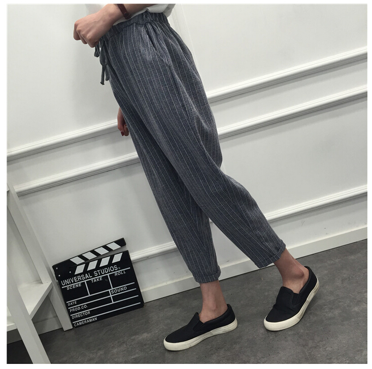 Vertical-stripes-nine-points-female-harlan-trousers-wholesale