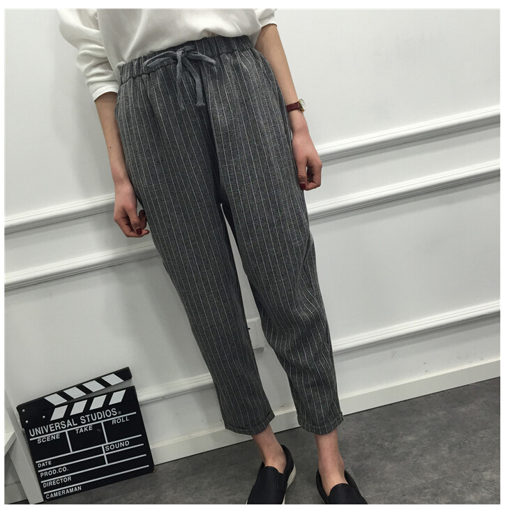 Vertical-stripes-nine-points-female-harlan-trousers-wholesale