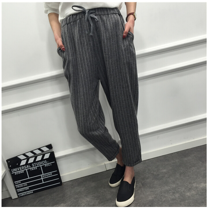 Vertical-stripes-nine-points-female-harlan-trousers-wholesale