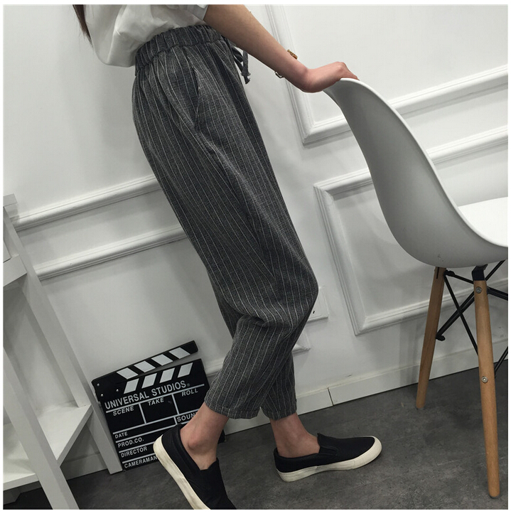 Vertical-stripes-nine-points-female-harlan-trousers-wholesale