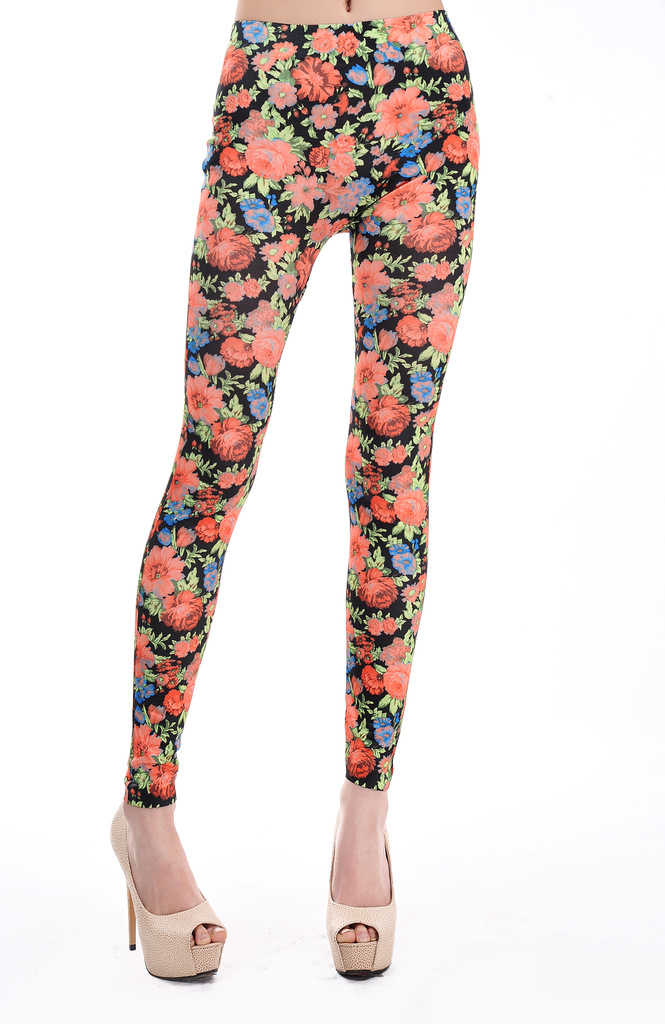 Wholesale-flower-seamless-tattoo-leggings-women