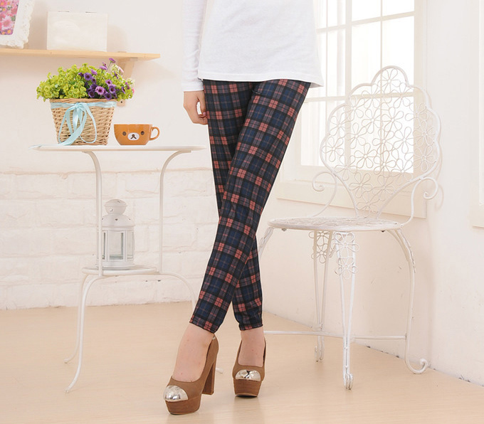 Wholesale-plaid-cotton-leggings-women