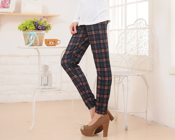 Wholesale-plaid-cotton-leggings-women