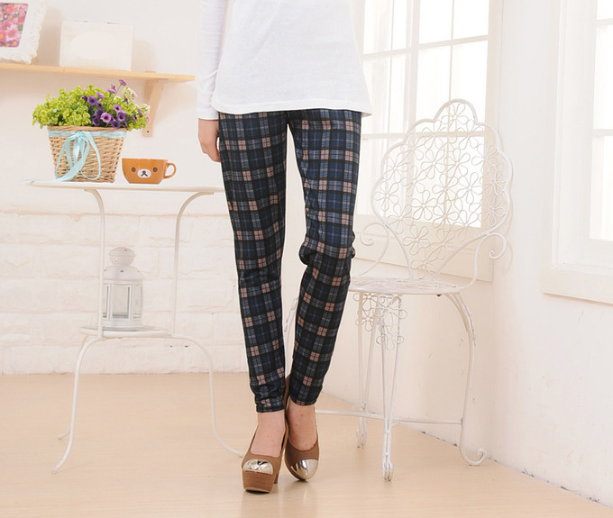 Wholesale-plaid-cotton-leggings-women