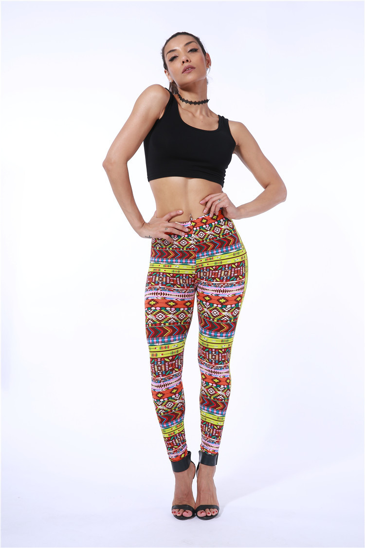 orange-geometric-print-leggings-wholesale