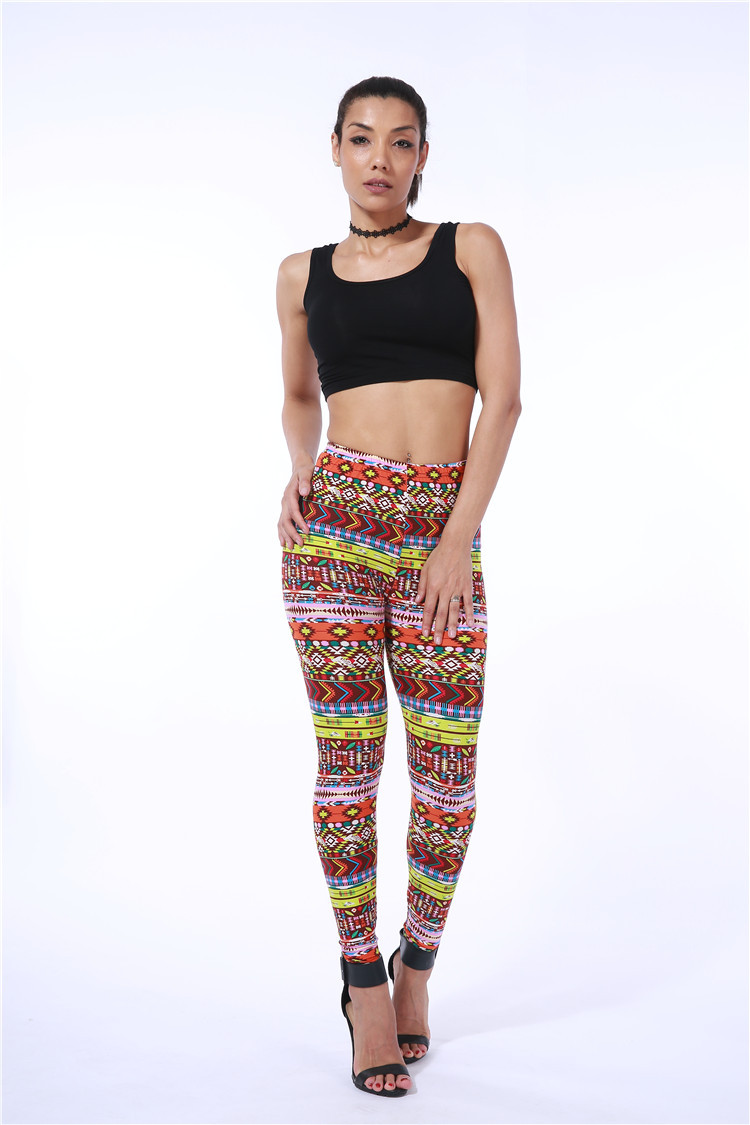 orange-geometric-print-leggings-wholesale