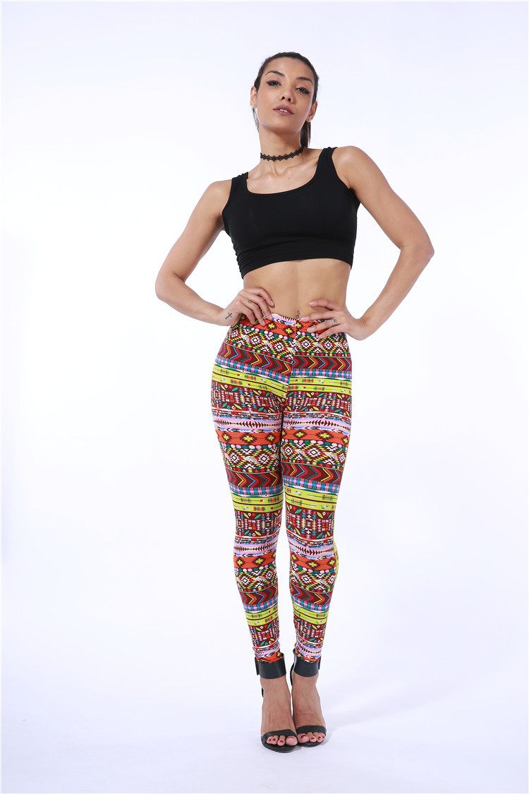 orange-geometric-print-leggings-wholesale