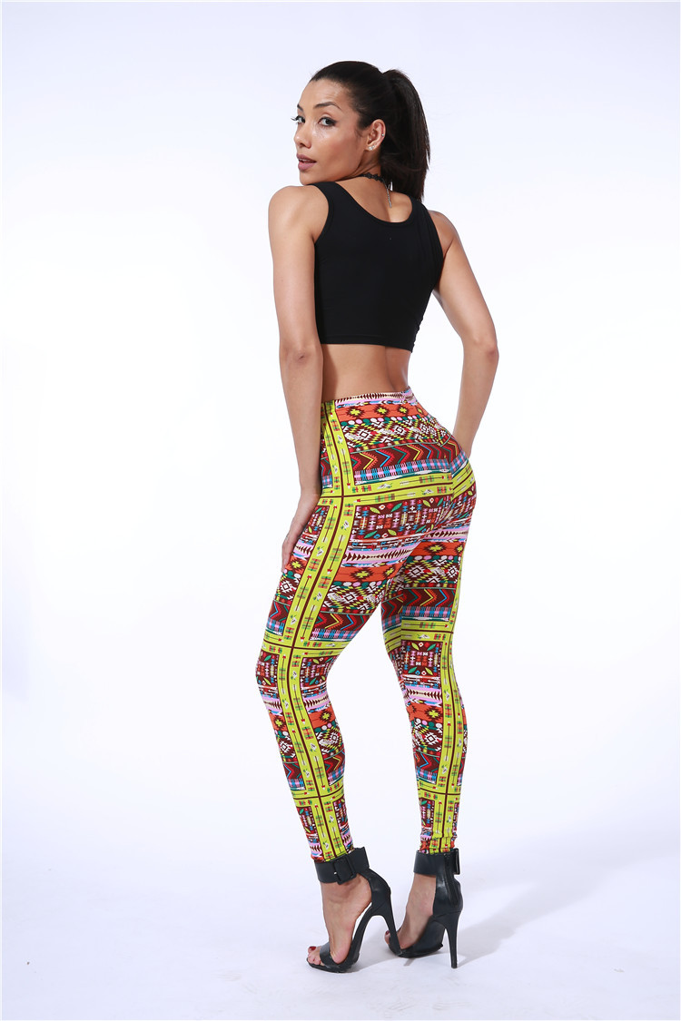 orange-geometric-print-leggings-wholesale