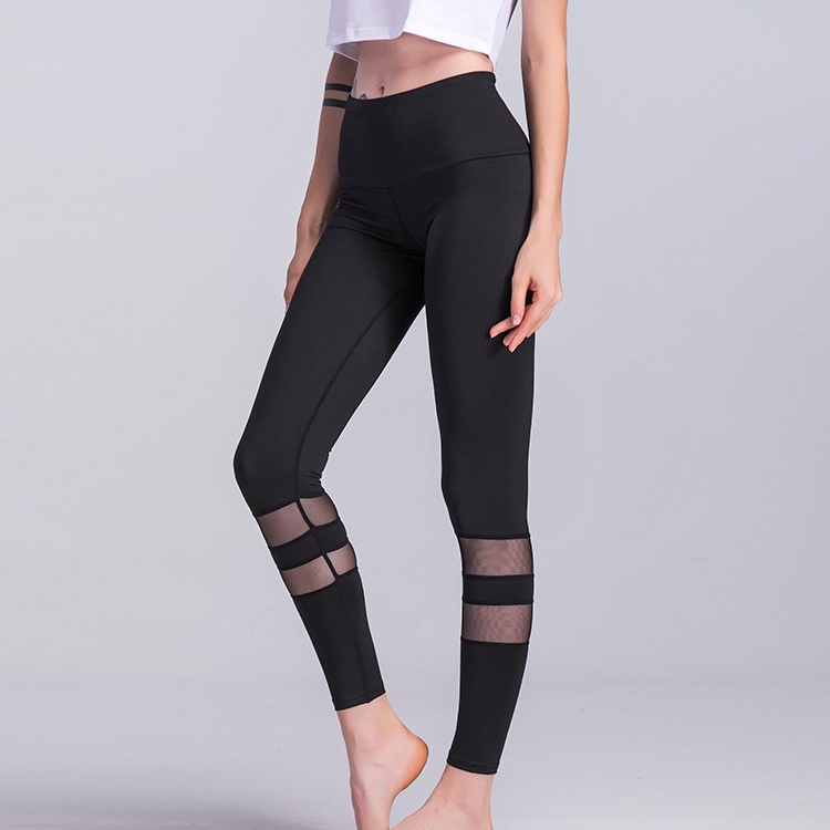 Black-gray-mesh-stitching-yoga-pants