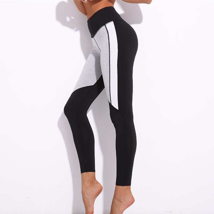 Black-white-gray-stitching-yoga-fitness-pants