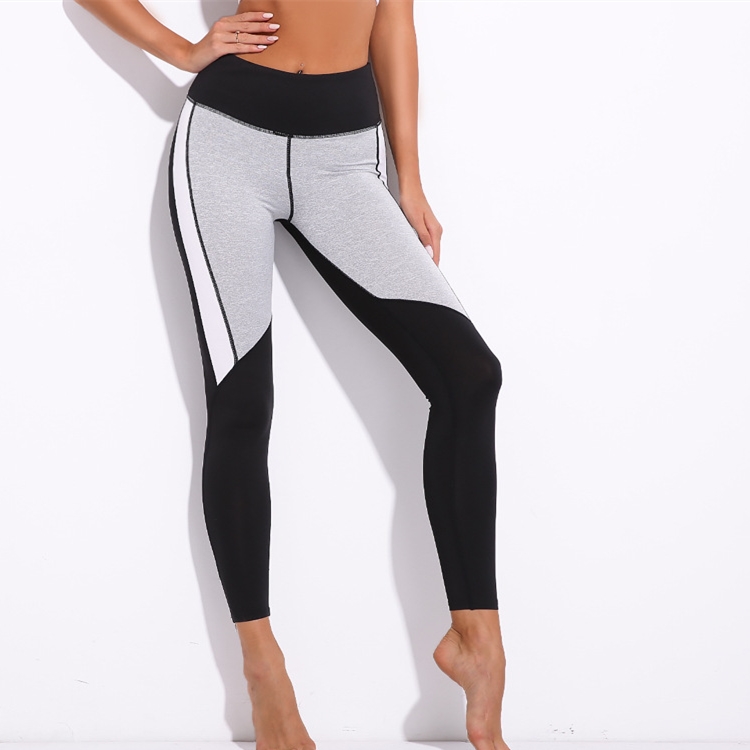 Black-white-gray-stitching-yoga-fitness-pants