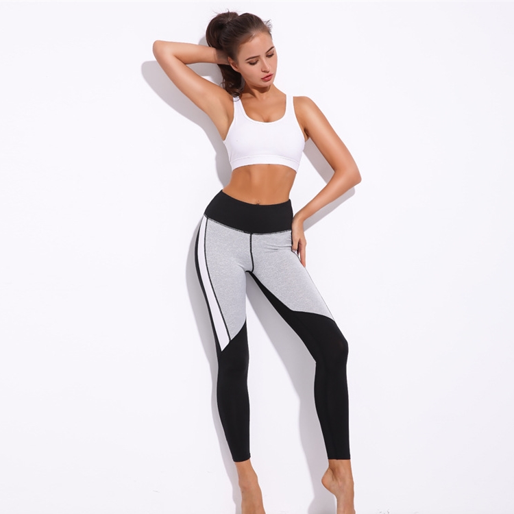 Black-white-gray-stitching-yoga-fitness-pants