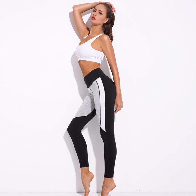 Black-white-gray-stitching-yoga-fitness-pants