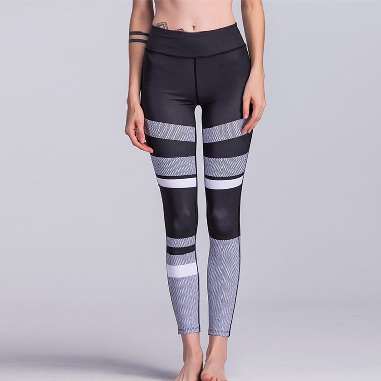 Black-white-sports-fitness-3D-printing-yoga-pants