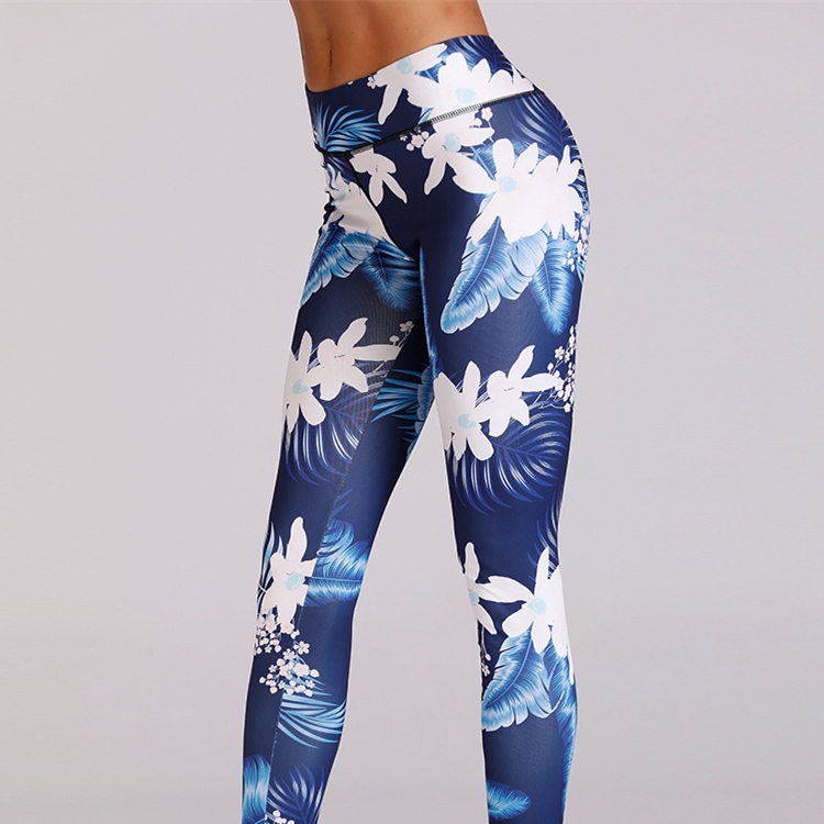 Blue-flower-digital-print-yoga-pants