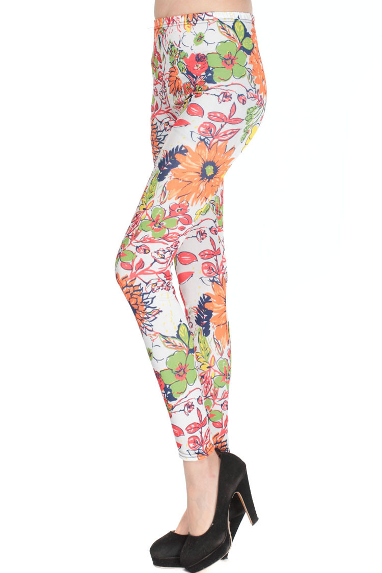 Color-vine-flower-shiny-leggings-wholesale