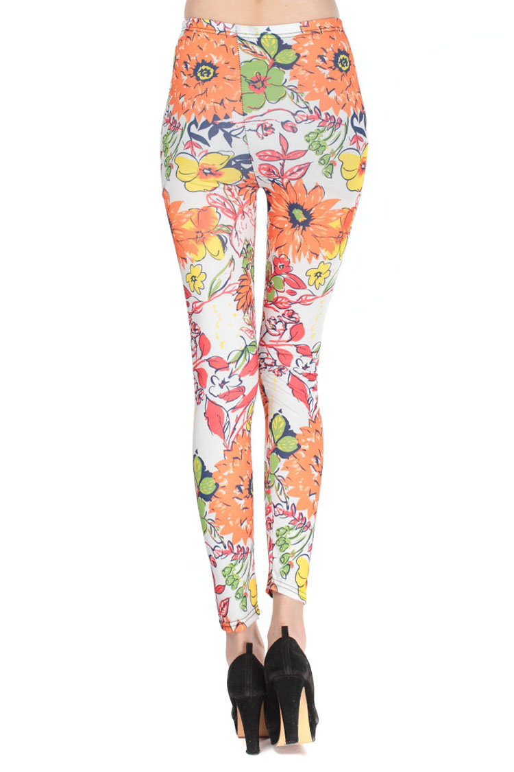 Color-vine-flower-shiny-leggings-wholesale